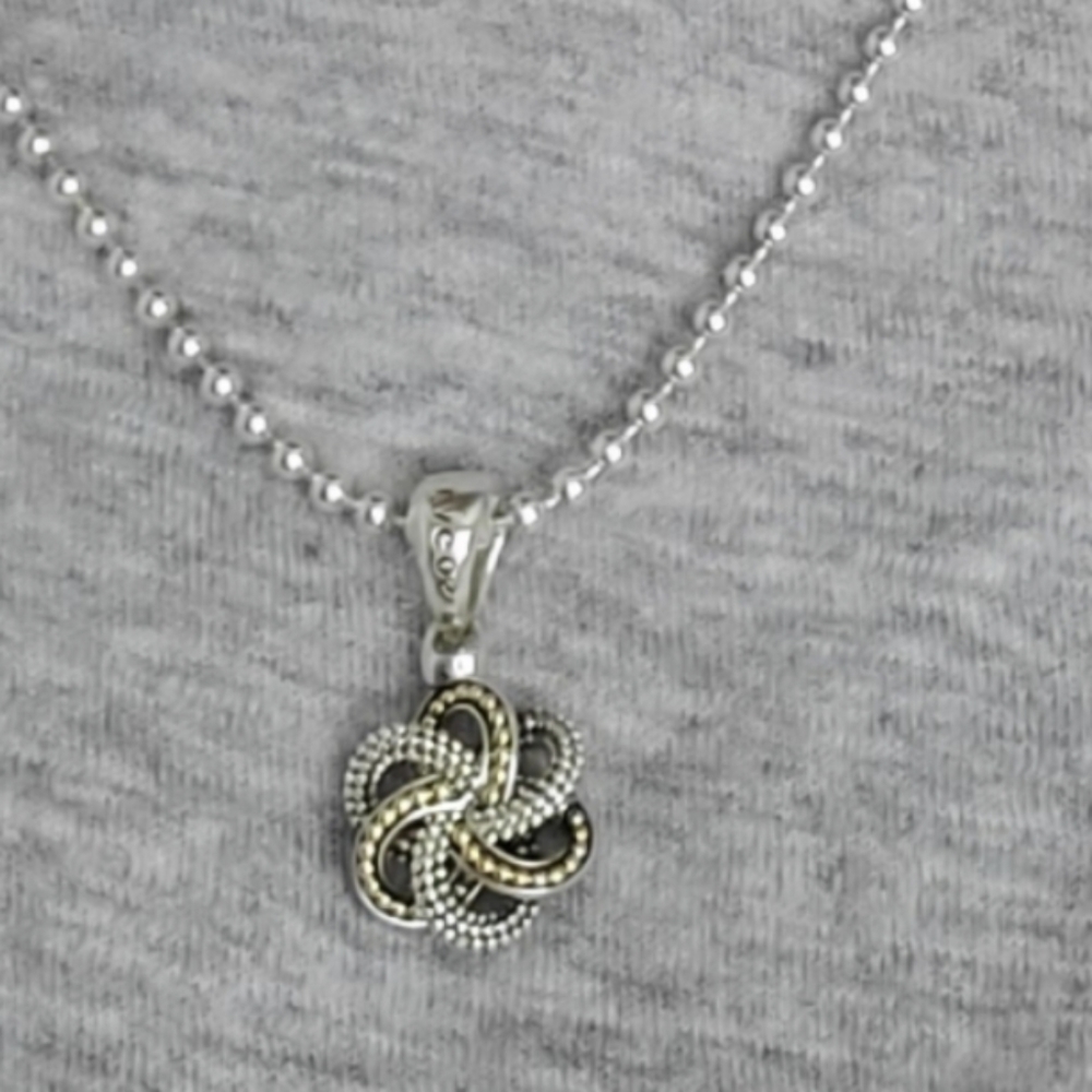 100% Authentic LAGOS 'Love Knot' necklace in sterling silver and 18k yellow gold